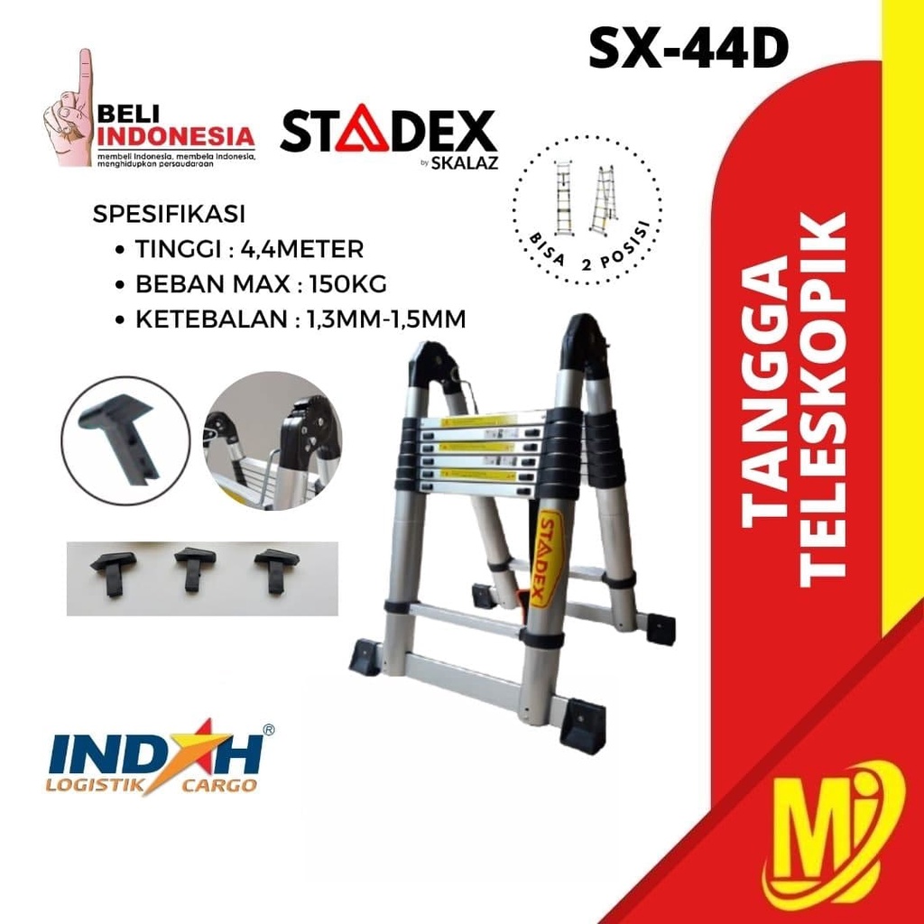 Teskopik Ladder Double Merk STADEX | SX-44D | Free Ongkir Jawa Bali Madura Jakarta