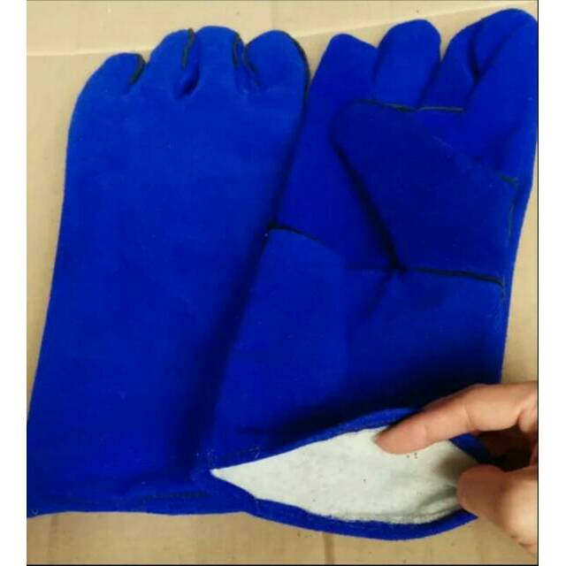 Sarung Tangan Kulit Las/ Sarung Tangan Welder/Sarung Tangan Welding 14 inch warna biru Merk YUtaka