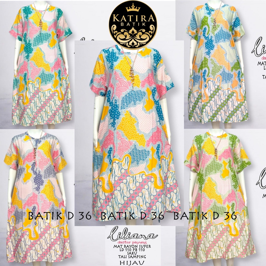 DASTER PAYUNG LILIANA HOMEDRESS  RAYON  BATIK BATIK  HANDMADE JUMBO LD 110 XXL PLUS SIZE BUSUI FRIEN