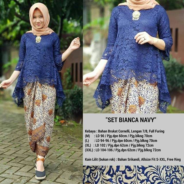 SET BIANCA NAVY / SET KEBAYA BRUKAT / SET KEBAYA KAIN LILIT