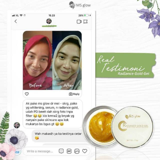 Ms Glow Radiance Gold Gel Radiance Gold Msglow Base Make Up Cream Whitening Booster Shopee Indonesia