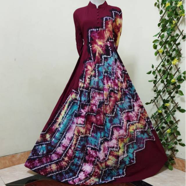 Gamis twill garis marun