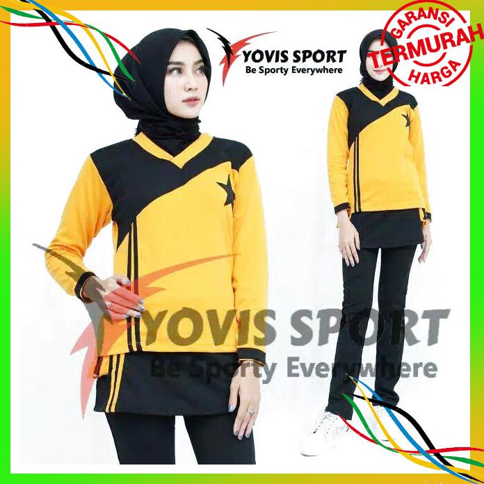 OLAHRAGA BAJU SENAM SETELAN SENAM WANITA BINTANG KUNING KUNING BAYAR COD