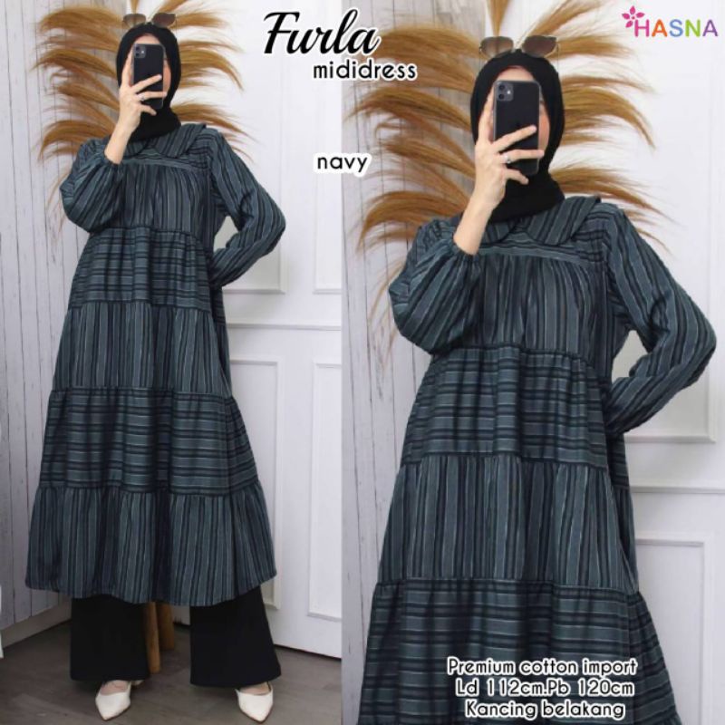 MIDI DRESS FURLA BY HASNA - DRESS CANDA - DRESS RAMPEL - HOME DRESS