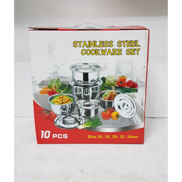 Panci Set / Cookware Set India Stainless 10 Pcs