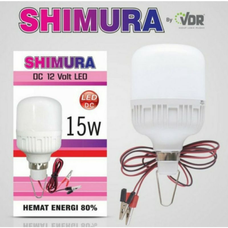 Shimura lampu led dc 12V 15w 15 watt + jepit aki + kabel (body jumbo)