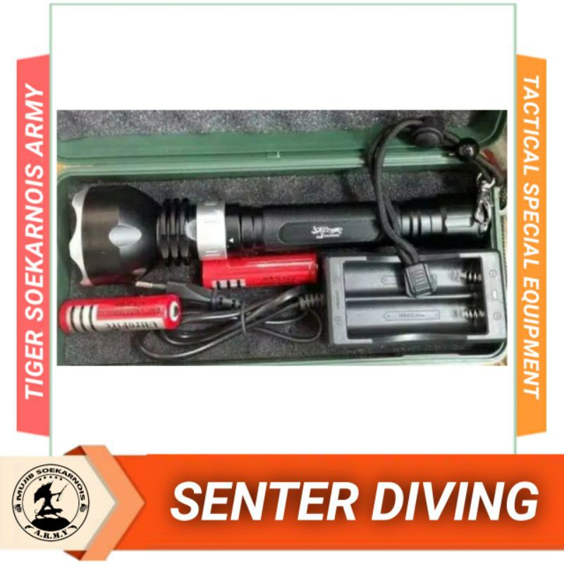 Senter selam 2 batre / senter diving / Senter Police Swat / Senter serba guna