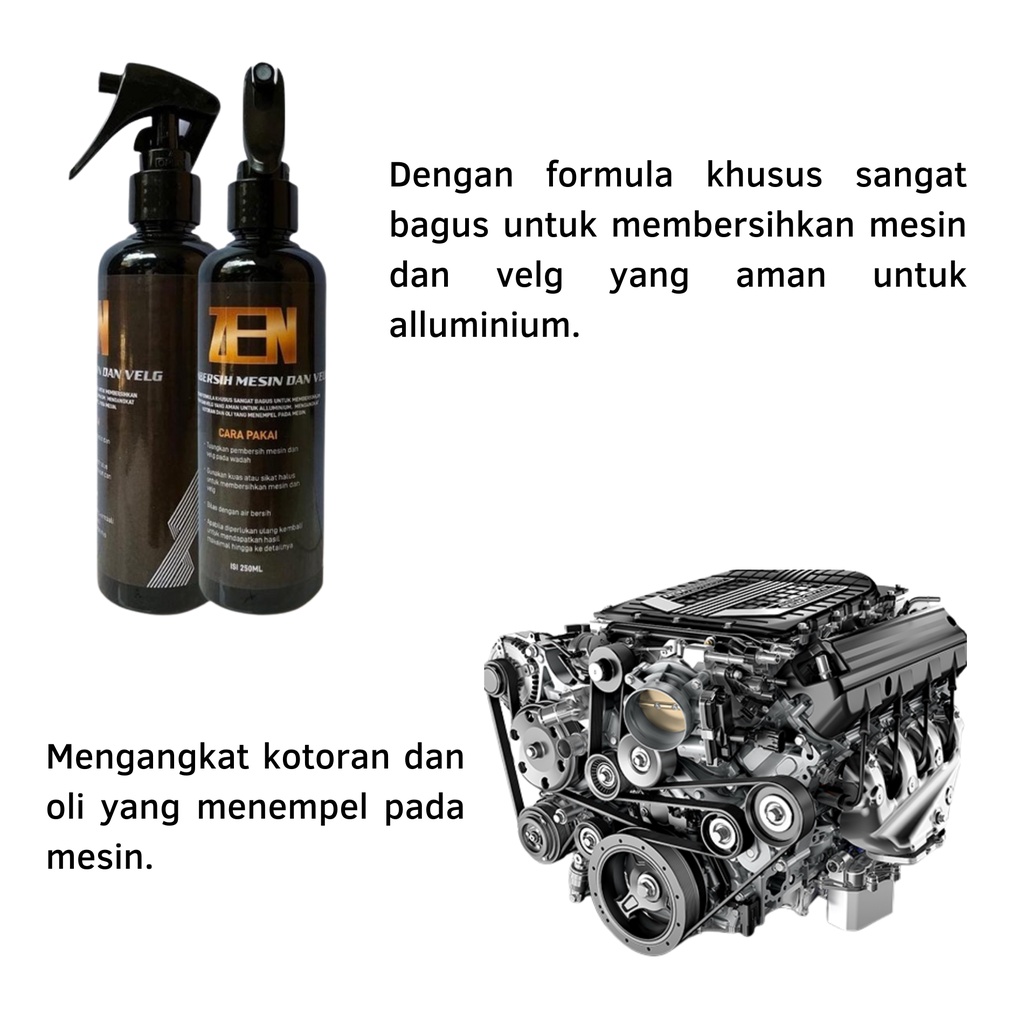 ZEN Engine Degreaser Pembersih Kerak Karat Mesin Mobil Motor 250 ml velg blok