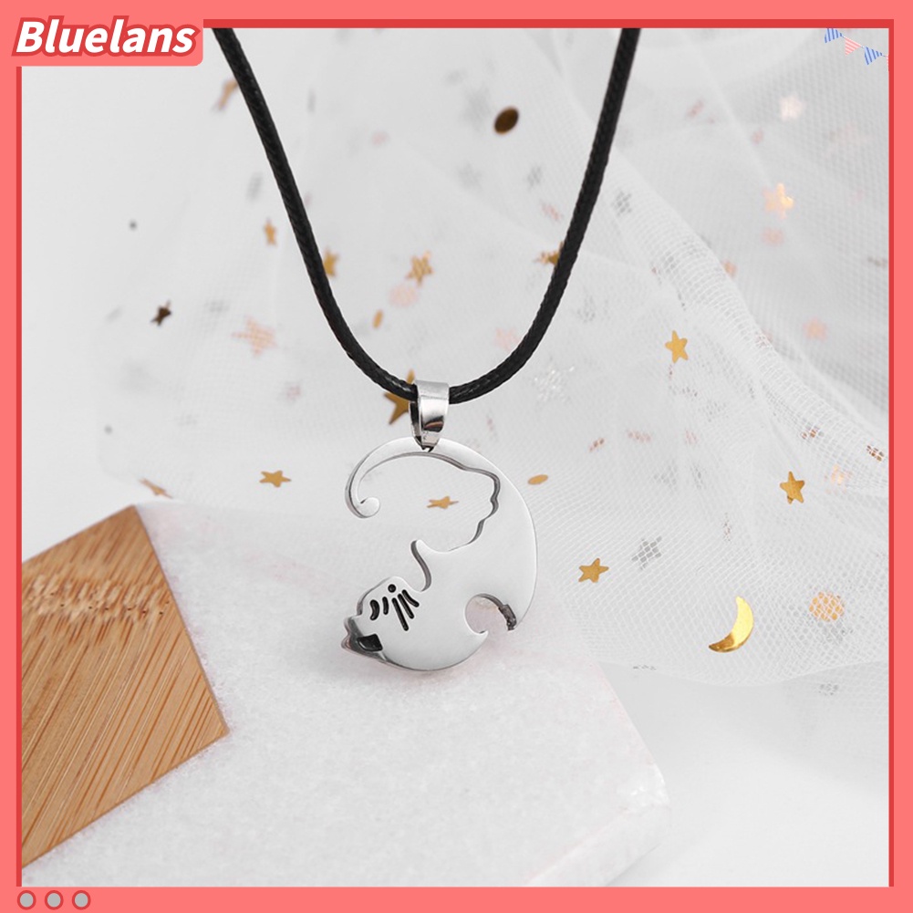 Bluelans 2Pcs Fashion Embrace Cats Pendant Couple Matching Necklaces Jewelry Gift