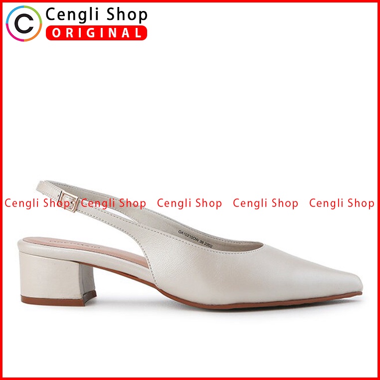 SEPATU SANDAL HEEL KULIT OBERMAIN HEELS WANITA ORIGINAL PUTIH OW17