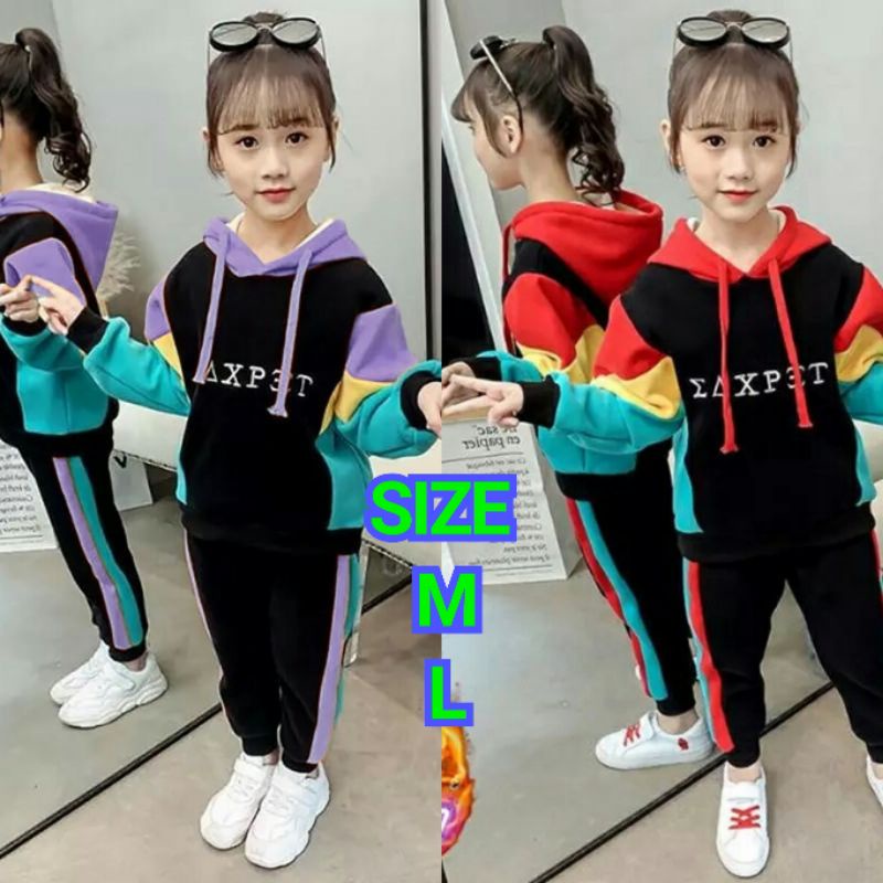 BAJU SETELAN TRAINING ANAK PEREMPUAN TERBARU PAKAIAN SET STELAN ANAK PEREMPUAN OLAHRAGA ANAK SWEATER