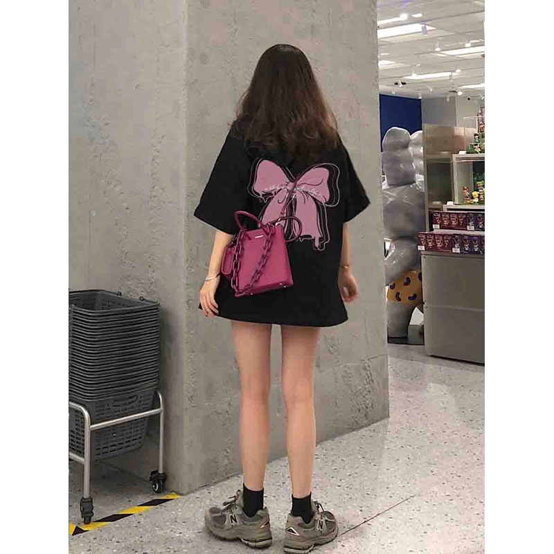 Kaos Atasan Wanita Lengan Pendek Oversize Printed T-shirt Baju Wanita Kekinian Korean Style/kaos atasan wanita/lengan pendek dicetak kaos hitam/atasan wanita