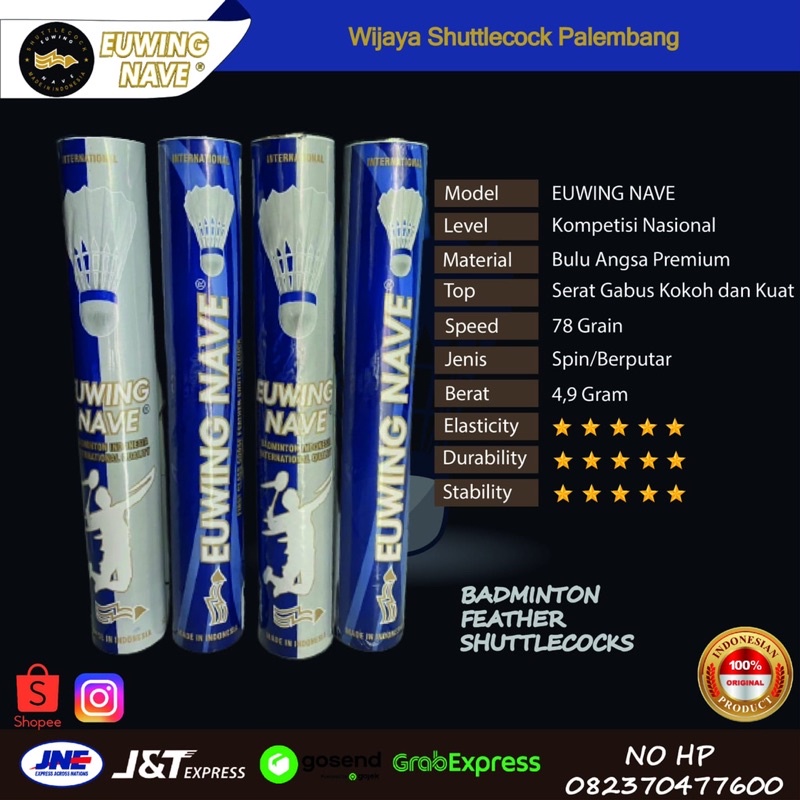 SHUTTLECOCK EUWING NAVE BIRU BOLA BADMINTON COCK BULUTANGKIS ORIGINAL