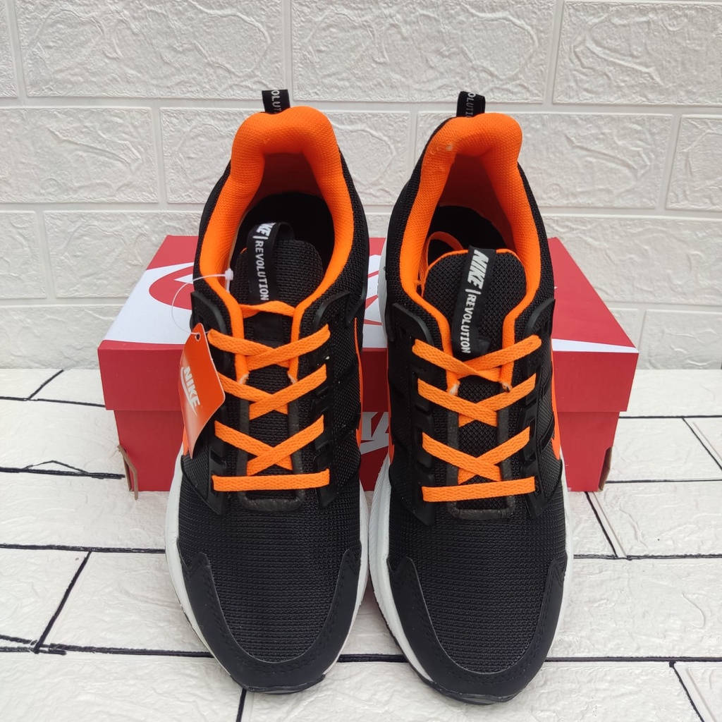 DISKON!! SEPATU SEKOLAH GRADE ORIGINAL NIKE AIR 270 MURAH SEPATU KASUAL KEREN TERBARU HITAM ORANGE