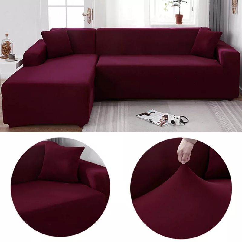 Sarung SOFA POLOS letter- L bahan stretch/Cover sofa L- SHAPE  elastis