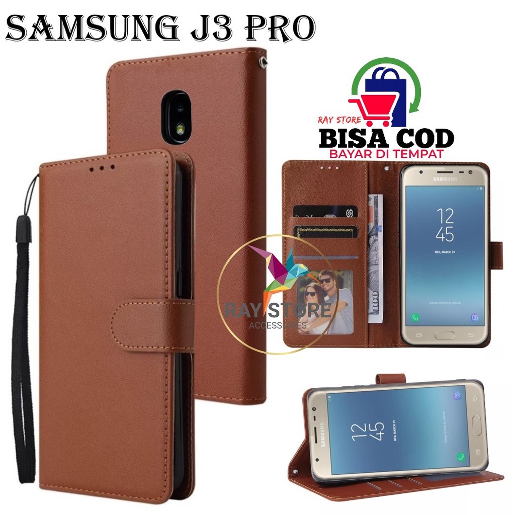 SAMSUNG J3 PRO FLIP LEATHER CASE PREMIUM-FLIP WALLET CASE UNTUK SAMSUNG J3 PRO