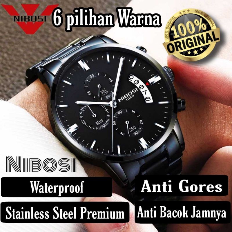 JAM TANGAN PRIA WANITA DIGITAL ANALOG NIBOSI ORIGINAL MURAH ANTI AIR WATERPROOF SPORT JM2309