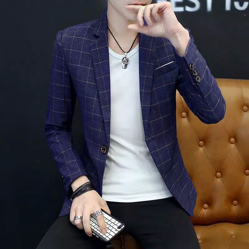 Blazer model kotak Jas Pria kotak Kotak Keren dan Setelan Jas kotak Murah Kualitas Oke
