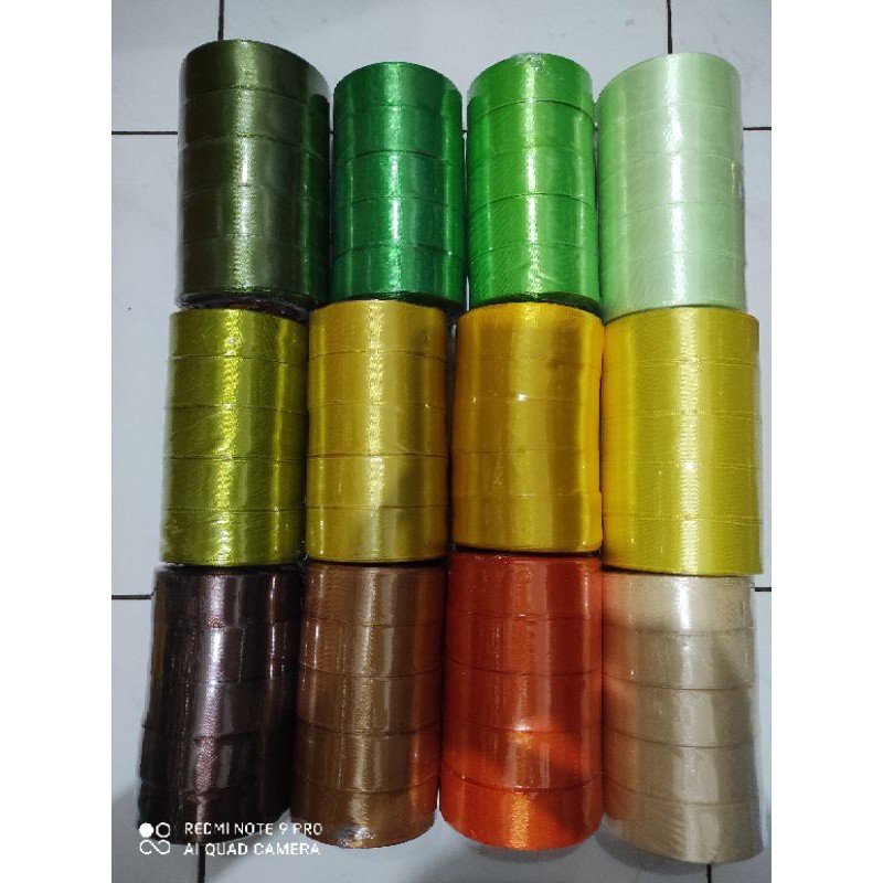 Pita satin ribbon 2,5 cm hiasan hampers parcel lebaran idul fitri 20 yard seri warna 1