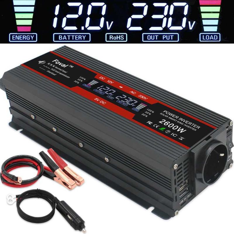 Car Power Inverter DC 12V to AC 230V 1500W 2 USB Port F01500