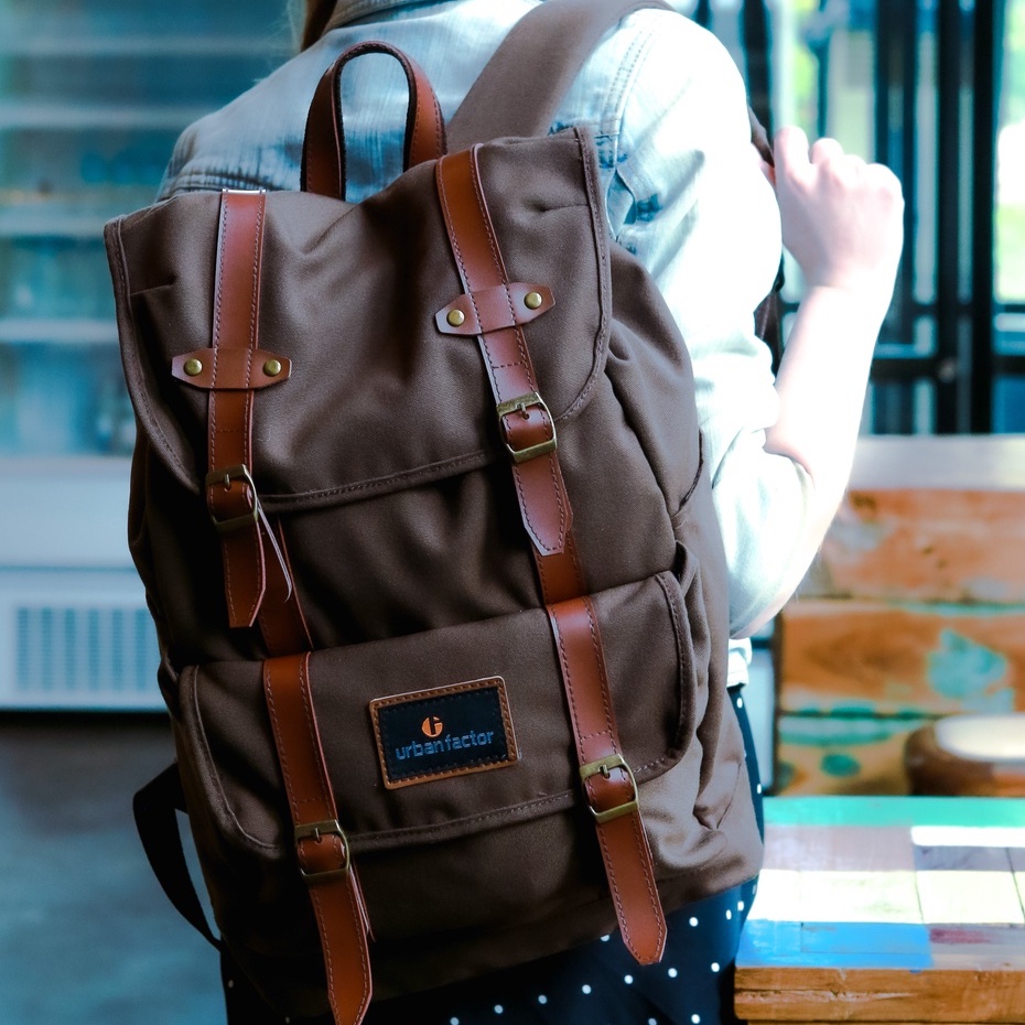 MIX UP BROWN |ManNeedMe x URBAN| Tas Ransel Pria Wanita Tas Backpack ORIGINAL