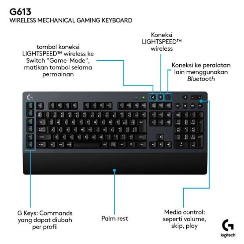 Logitech G613 Wireless Mechanical Gaming Keyboard ORIGINAL