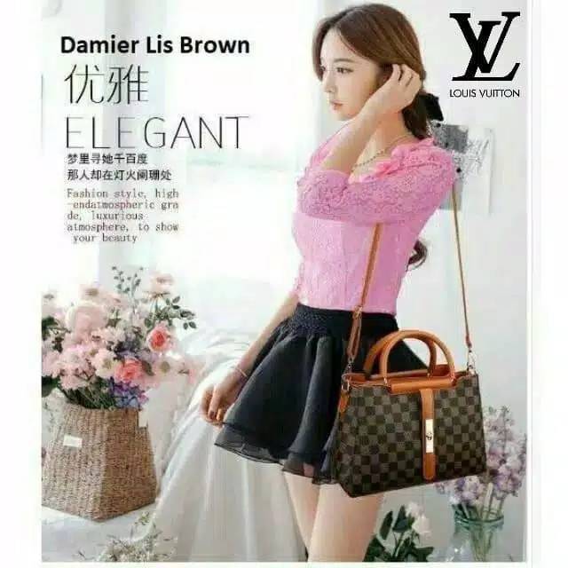 Tas selempang lv 2 ruang elegant(tidak termasuk dompet)