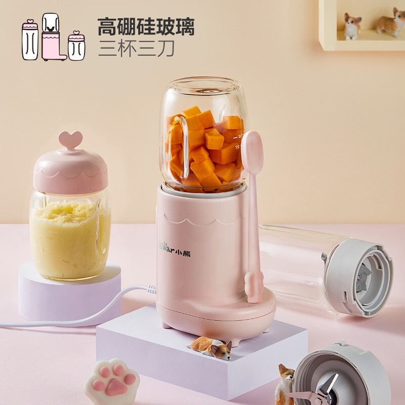 3in1 Bear Blender Bayi / Blender Baby / Baby Food Maker / Makanan Bayi - Pink