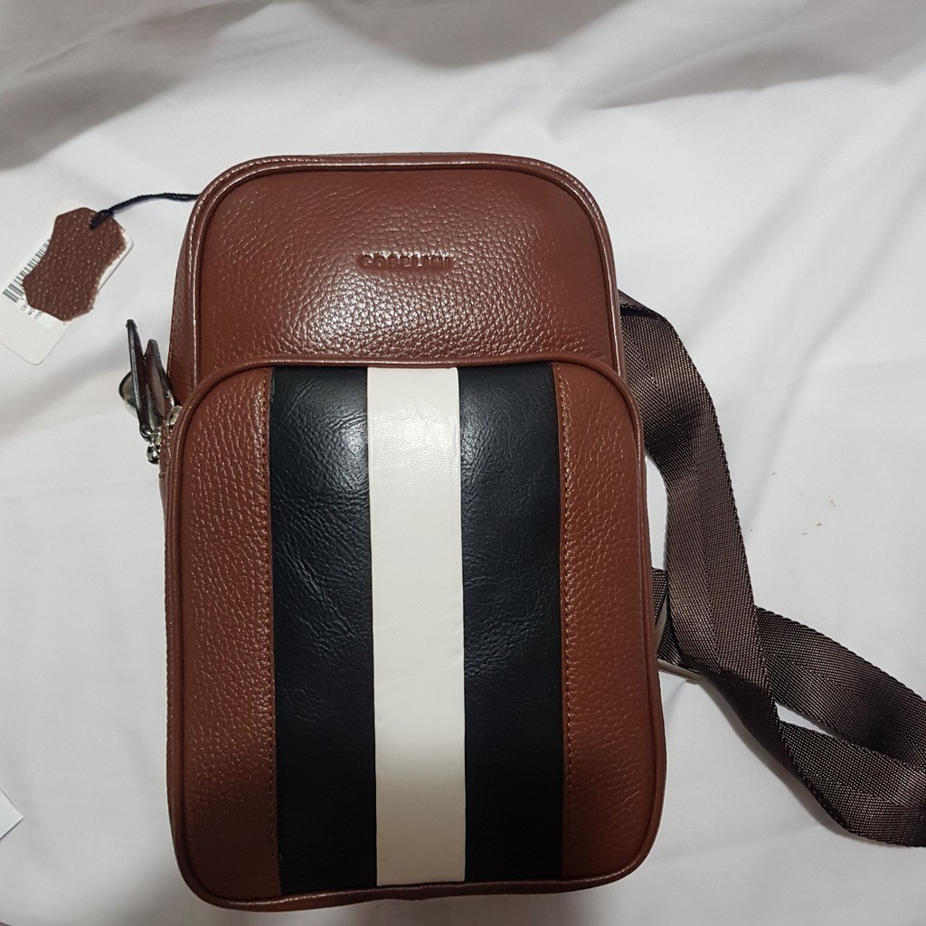 Tas Pria Gobelini Firenze Center Stripe Body Bag Tas kulit pria asli  desain italy tas selempang