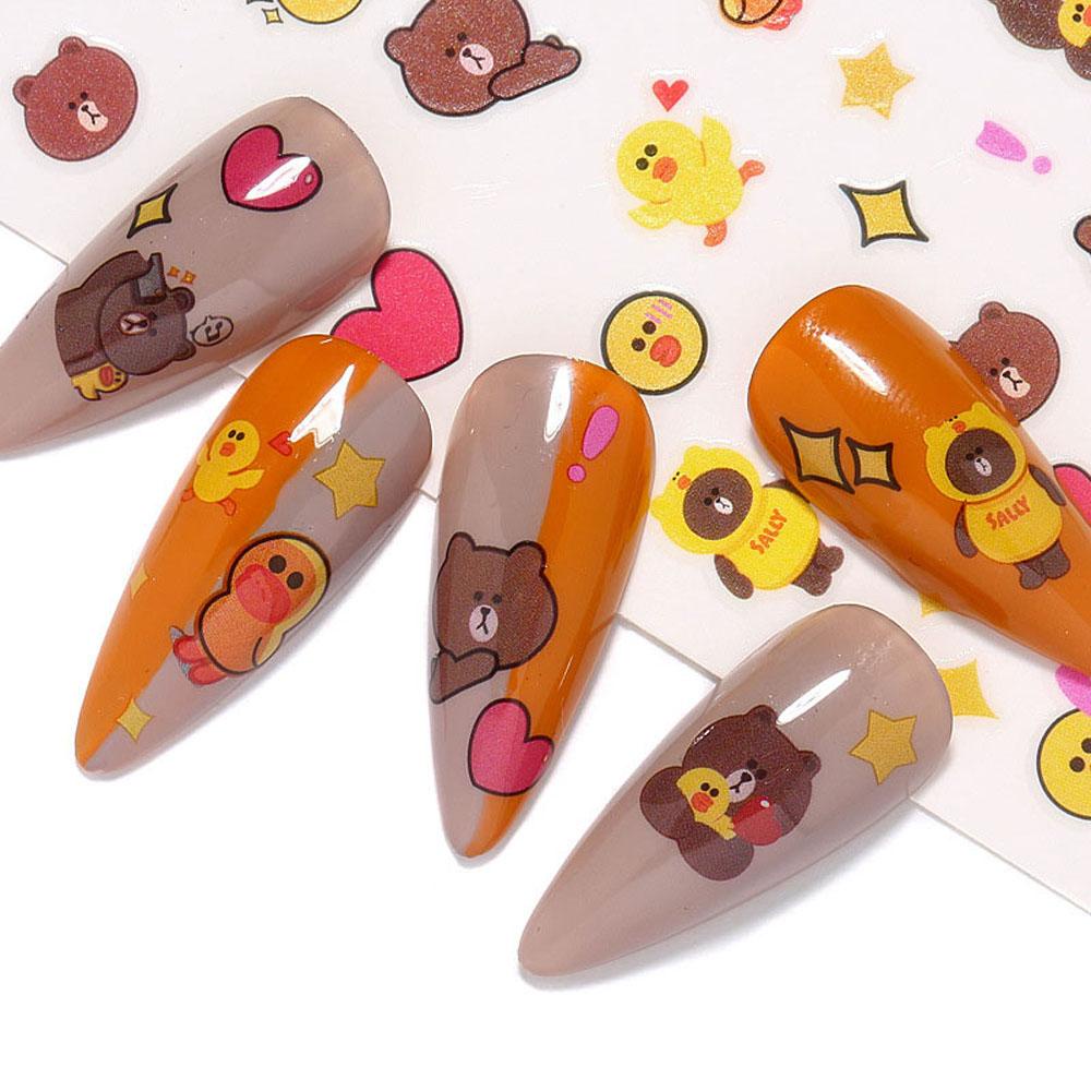 Agustina Stiker Kuku Wanita Kecil Lucu Kuning Bebek Kucing Cakar Anjing DIY Nail Decals