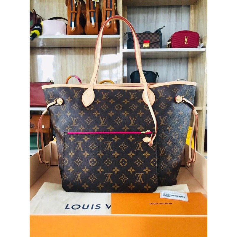 LV Neverfull MM Mono Red cherry inside | tas branded