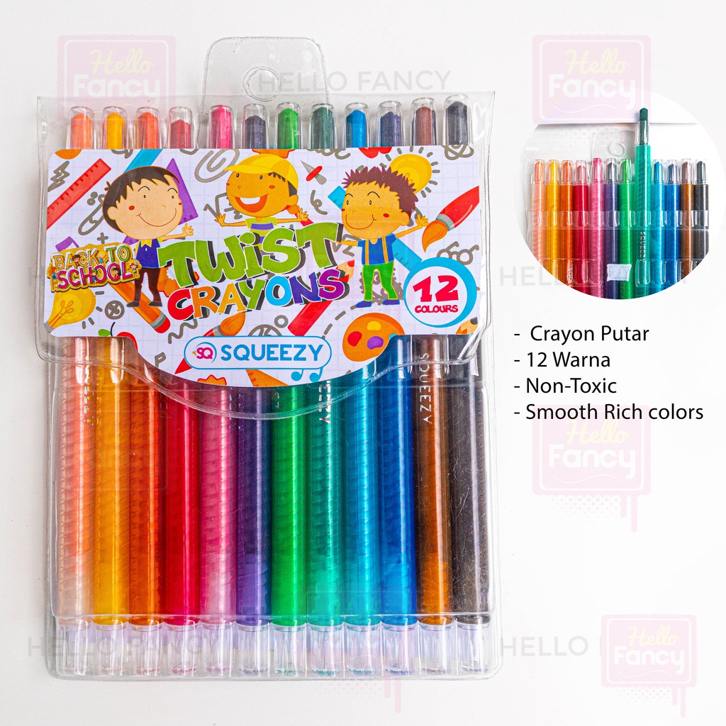 

Crayon Putar Squeezy Panjang Murah 12 Warna / Krayon Squeezy / CP-SQ1000