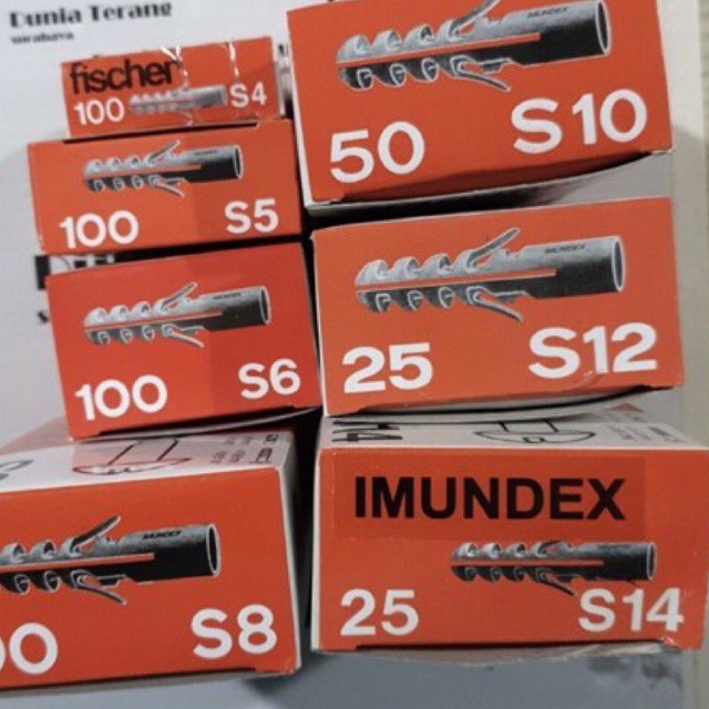 Fisher IMUNDEX S6 Isi 100pcs Fiser Viser Piser Visher Tanam Lubang Dinding 6mm 6 mm ASLI