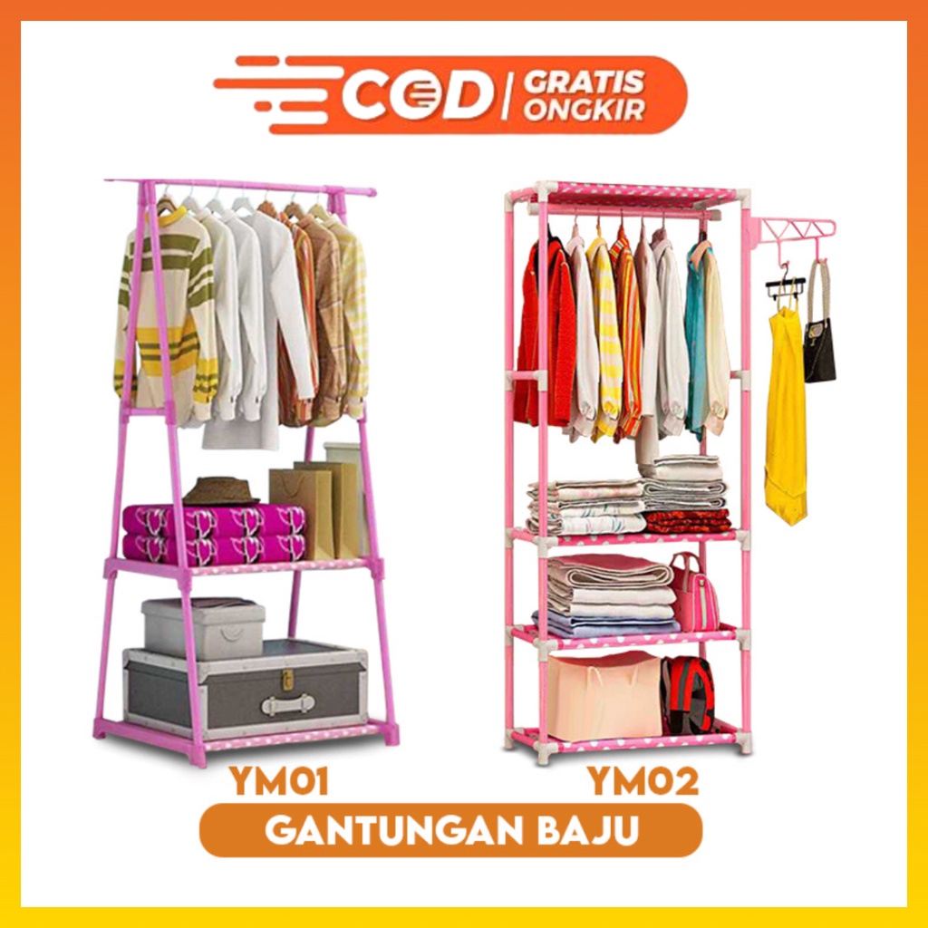 Stand Hanger gantungan Baju Stand hanger besi Triangle dan Kotak Rak Baju Serbaguna Minimalis Rack Storage Box Stand hanger kerucut WHFURNITURE