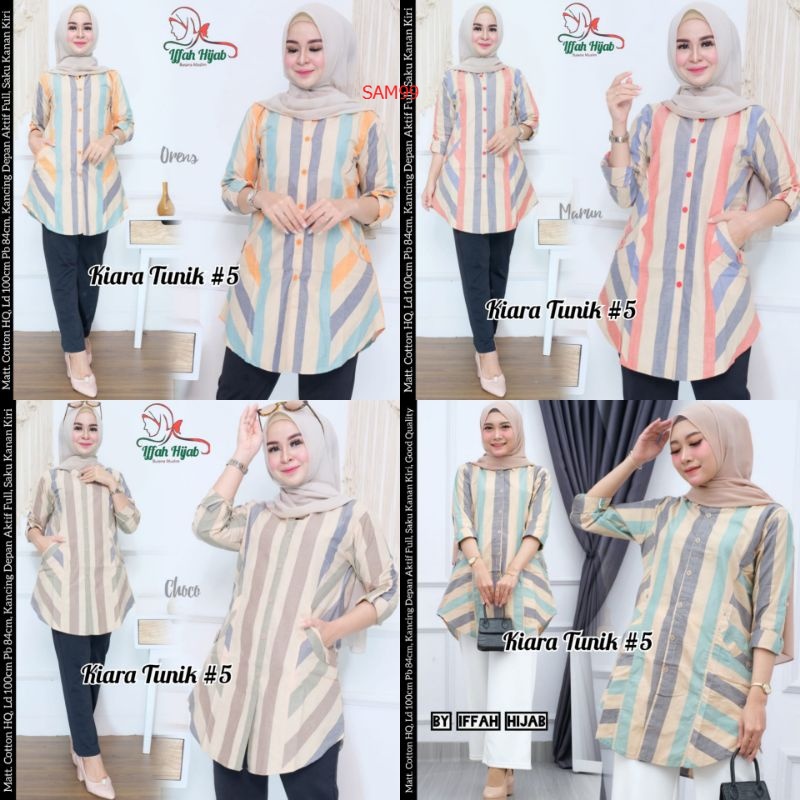 melisa olshop Kiara Tunik - Tunik Katun LD 100 - Tunik Garis Warna Pastel by Iffah