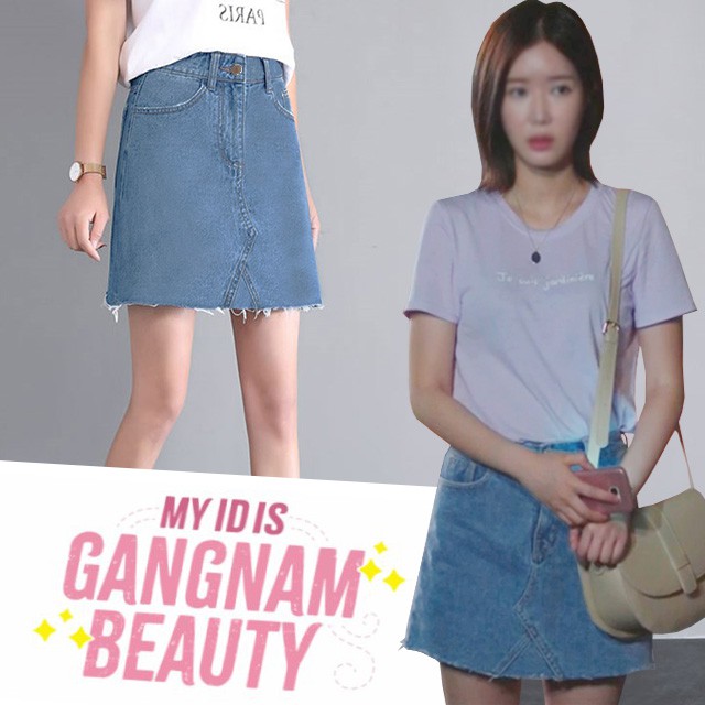 KARAKOREA - 6162 Milley Denim Skirt/Rok jeans wanita/Rok Jeans Korea/Rok wanita