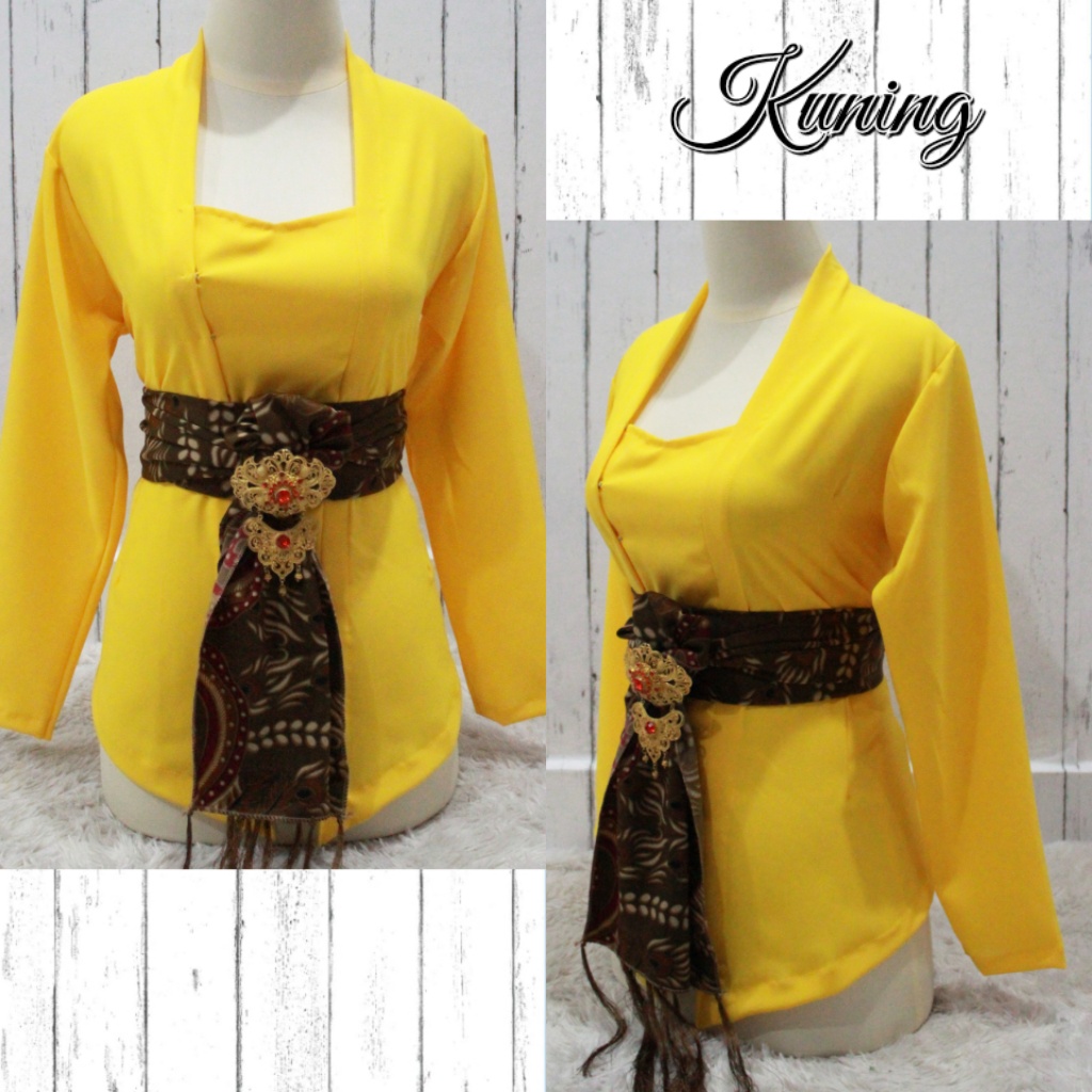 Kebaya Bali Lengan Panjang / Kebaya Moscrep Polos / Kebaya Moscrepe (Koleksi Warna Cerah)