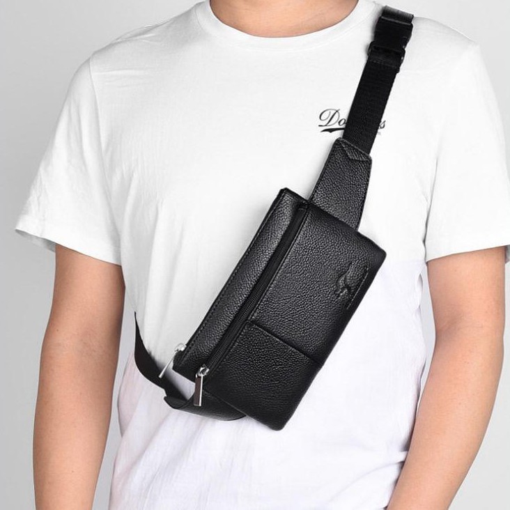 COD Highland Tas Pinggang Pria Kulit PU Kasual Anti Air Waist Bag Fashion Korea IMPORT TS607