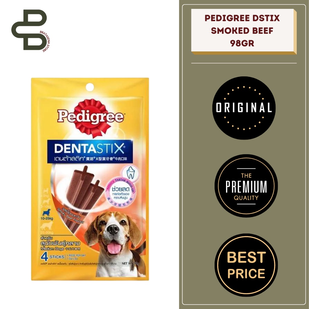 PEDIGREE DENTASTIX SMOKED BEEF MEDIUM 98GR // SNACK ANJING