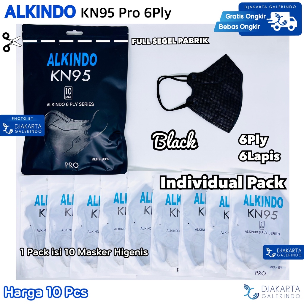 Masker Alkindo KN95 PRO Individual Pack 6PLY  isi 10Pcs