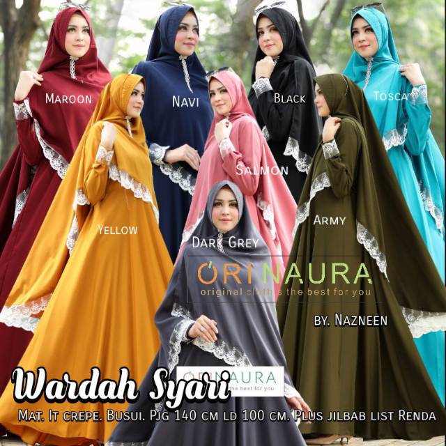 🔥RELPIC  GAMIS ORI NAURA WARDAH SYARI GAMIS SYARI POLOS TERBARU RENDA ORIGINAL NAURA