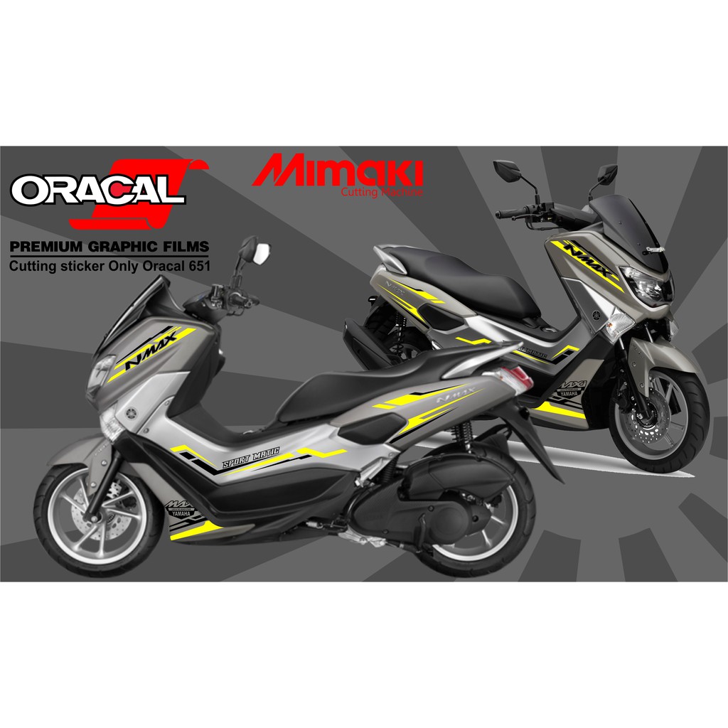 STICKER CUTTING NMAX ABU ABU - STRIPING NMAX KUNING HITAM BAHAN ORACAL