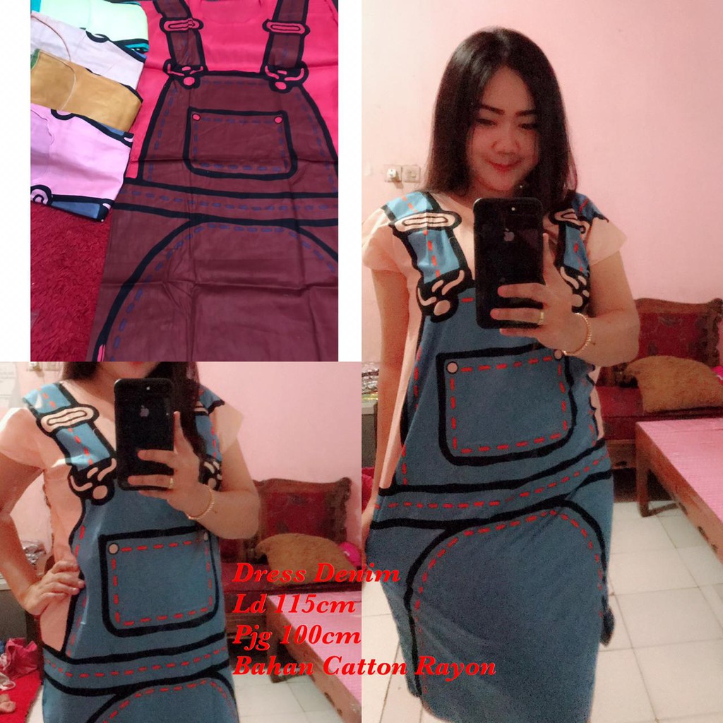 Daster Dress Denim Cantik Bahan katun rayon terbaru(COD)