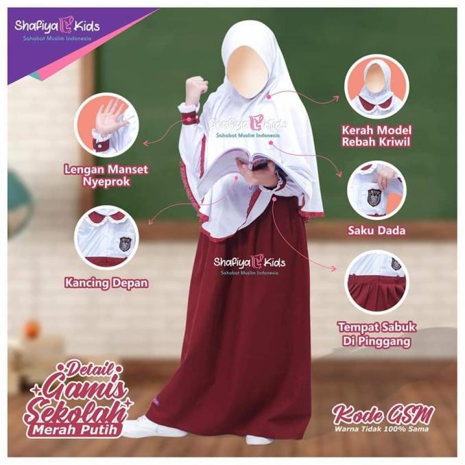 Gamis Sekolah Seragam Sekolah Perempuan Panjang SD 1 Set Gamis & Hijab