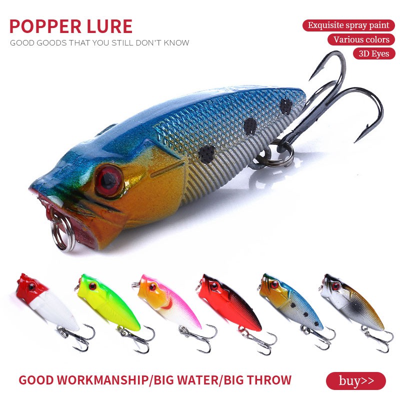 HENGJIA 6pcs Mini 3.5cm/3.g Popper Umpan Pancing Minnow Memancing Peralatan Swimbait Fishing Lure