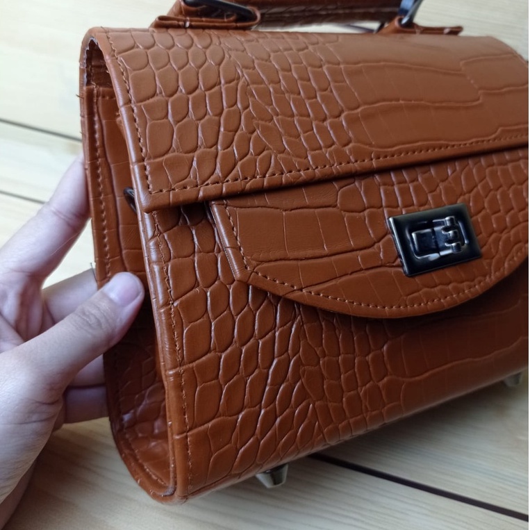 A-ZAHRA  538 SLING BAG MOTIF KULIT BUAYA / TAS SLEMPANG CROCO GAGANG / TAS SLEMPANG CROCO FREE GANTUNGAN