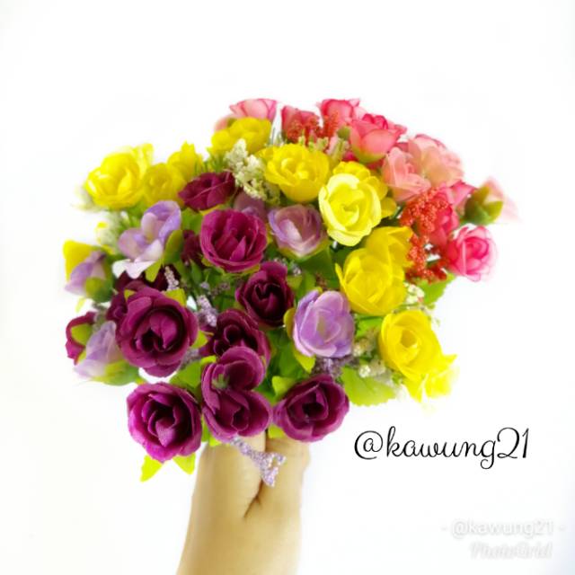 Bunga Mawar Kecil Artifisial Tanaman Hias Plastik Rose Flower AF10