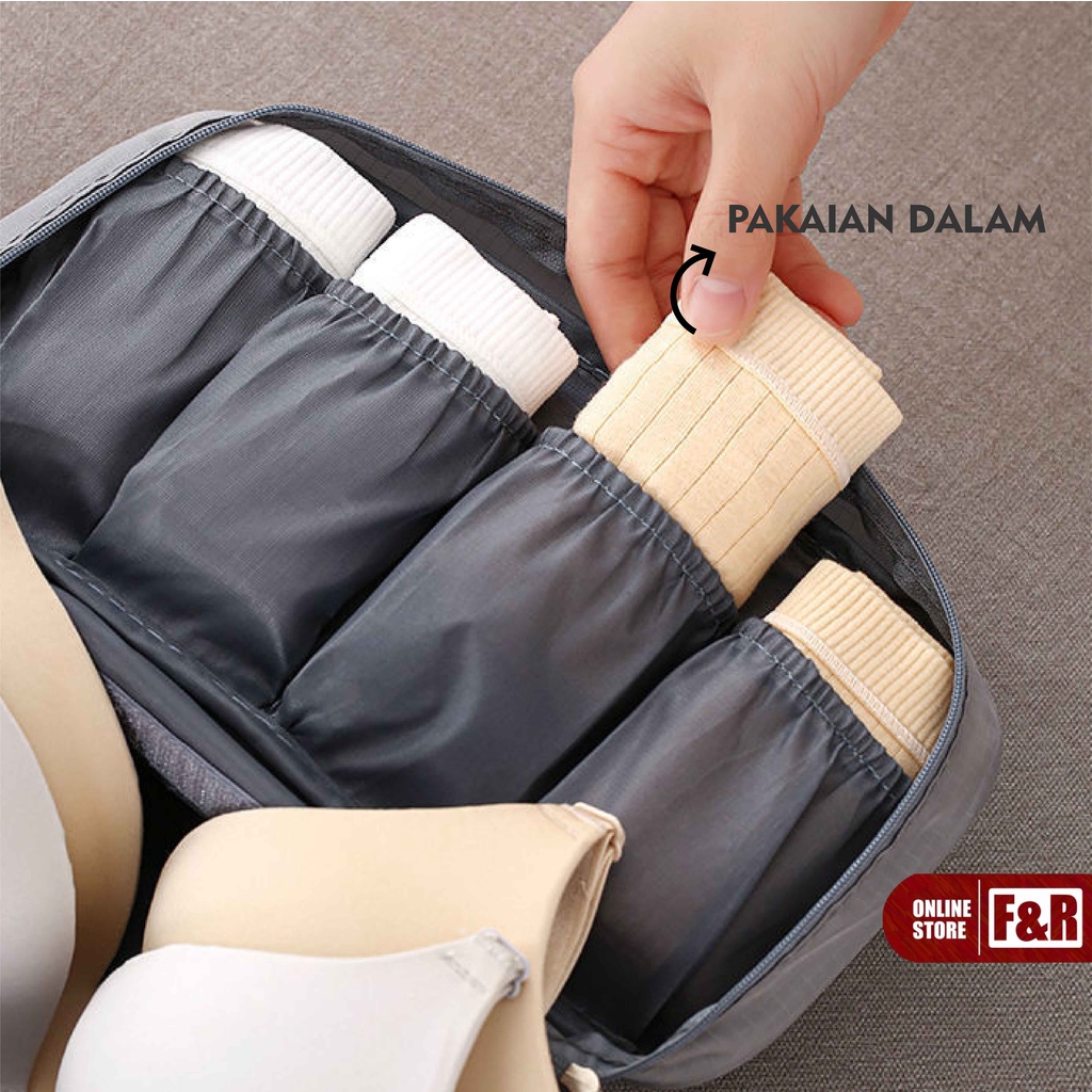 Tas Organizer Travel Pouch Tempat Penyimpanan Pakaian Dalam Bra Celana Dalam Pembalut Serbaguna Traveling Bag Multifungsi Gaya Korea