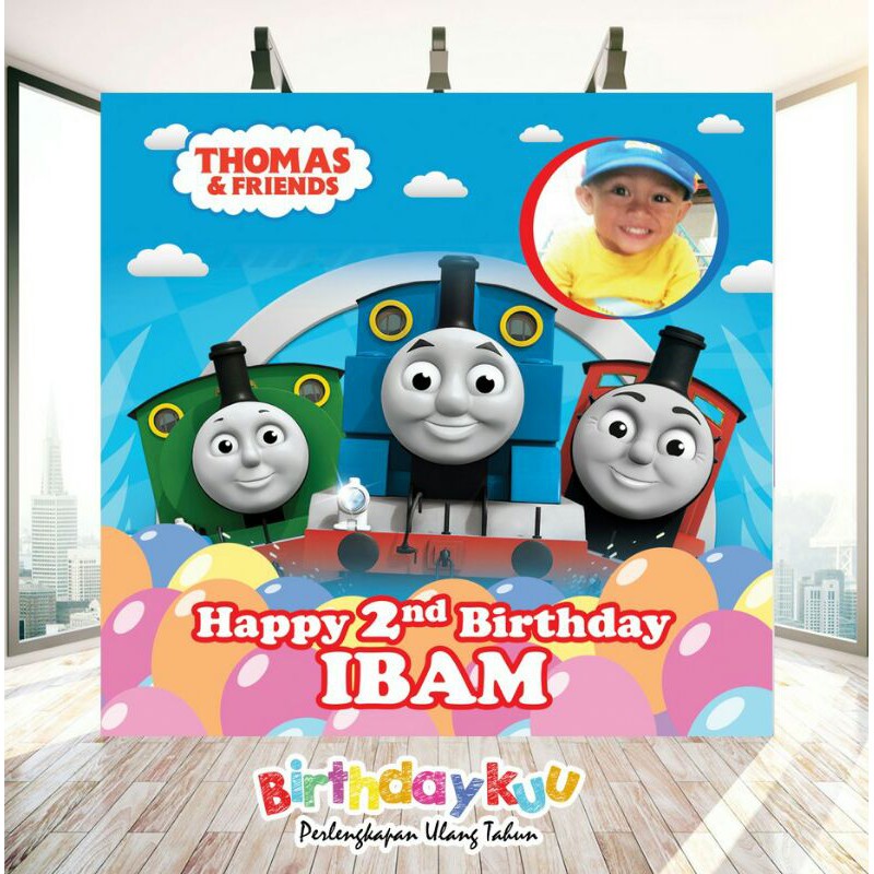 Banner/Backdrop Ulang Tahun Thomas & Friends