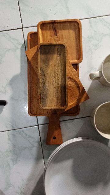 M Serving Board / Tatakan Kayu / Rectangle Tray With Handle